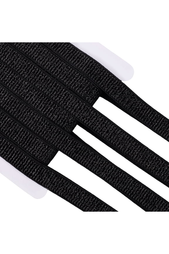 11m x 15mm Black Glitter Elastic Band Elastic Webbing Strap Sparkling Stretch Ribbon Flat Polyester Woven Belt for Headband Waistband DIY Sewing Crafts Pants Dress Garment Accessories DIY