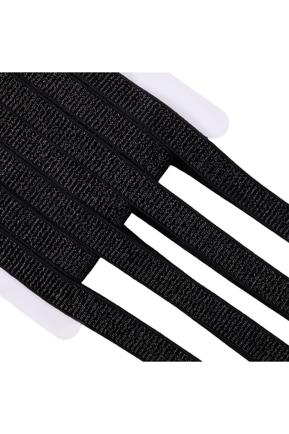 11m x 15mm Black Glitter Elastic Band Elastic Webbing Strap Sparkling Stretch Ribbon Flat Polyester Woven Belt for Headband Waistband DIY Sewing Crafts Pants Dress Garment Accessories