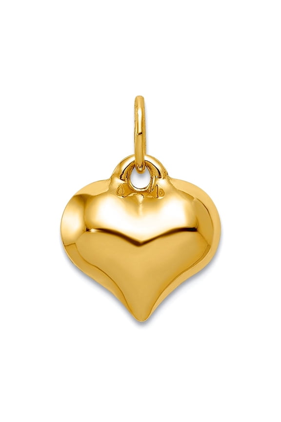 11mm 10k Solid Yellow Gold Polished 3-d Love Heart Pendant Necklace Pendant for Women - .4 Grams