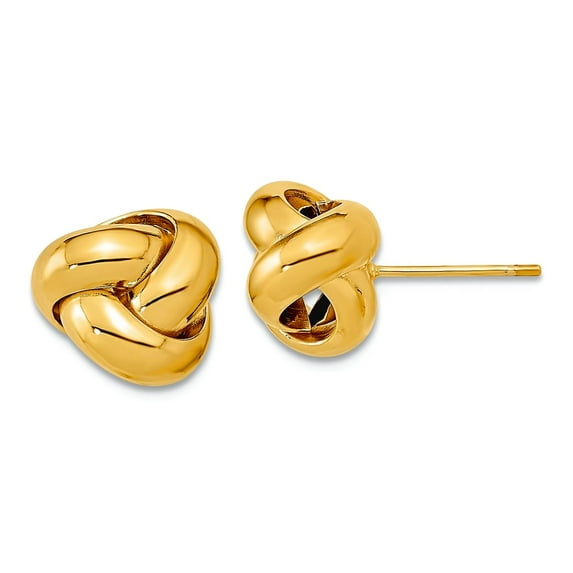 10k Solid Yellow Gold Polished Love Knot Post Earrings 10x11mm Wide Stud Earring for Women