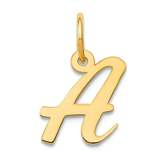 11mm 10k Solid Yellow Gold Small Script Letter Name Personalized Monogram Initial A Charm Pendant Necklace for Women