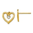 thumbnail image 1 of 10k With Rhodium Sparkle-Cut Love Heart Post Earrings 10x11mm Wide Stud Earring for Women - .8 Grams, 1 of 2