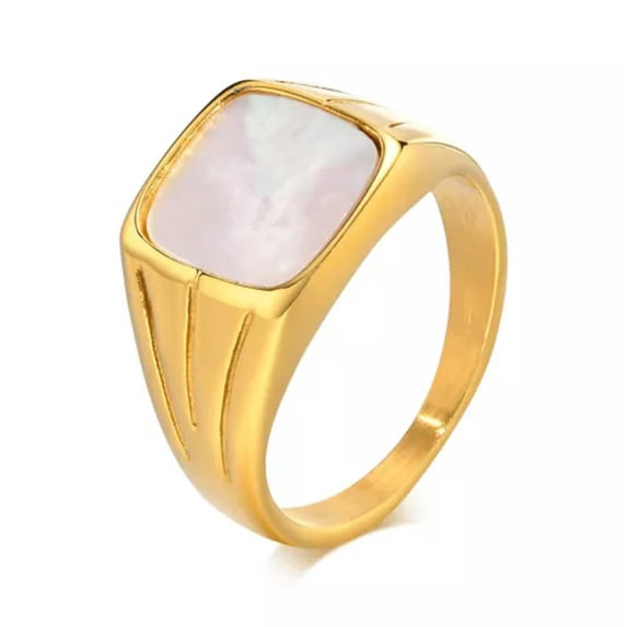 11mm*11mm Square Shell Band Womens 316L Stainless Steel Engagement Ring Size 6-8