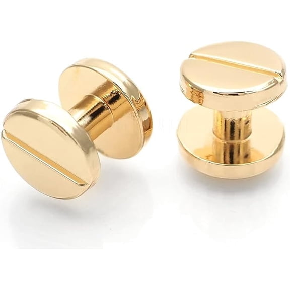 11mm Chicago Screw Rivets Flat Cap Screw Posts Stud for Bags Belts Leather Strap 6 Pack (Gold)