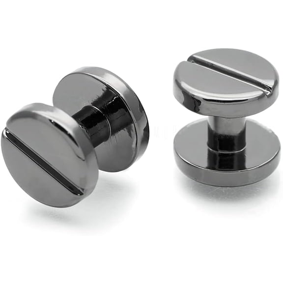 11mm Chicago Screw Rivets Flat Cap Screw Posts Stud for Bags Belts Leather Strap 6 Pack (Gunmetal)