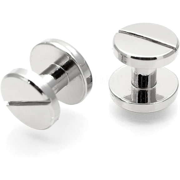 11mm Chicago Screw Rivets Flat Cap Screw Posts Stud for Bags Belts Leather Strap 6 Pack (Silver)