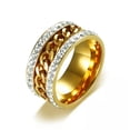 thumbnail image 1 of 11mm Gold Plated Spinner Chain AAA CZ Band Men's Stainless Steel Ring Size 7-12, 1 of 6