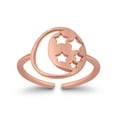 thumbnail image 1 of 11mm-Moon & Stars Toe Band Ring 925 Sterling Silver Thin Adjustable Stylish Rings for Women, 1 of 5