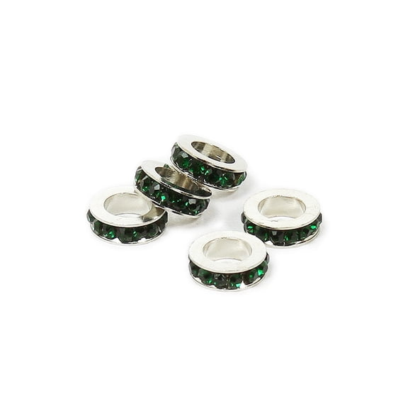 11mm Pack Of 5 Rainforest Green Cz Large Hole Wheel Spacers ForJewelry Making