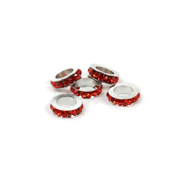 11mm Pack Of 5 Red Cz Large Hole Wheel Spacers ForJewelry Making