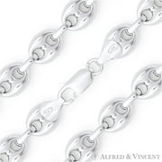 11mm Puffed Marina / Mariner Link Italian Chain Necklace in .925 Sterling Silver