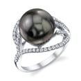 thumbnail image 1 of 11mm Tahitian South Sea Cultured Pearl & Diamond Sophia Ring in 18K Gold, 1 of 7
