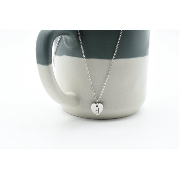 11mm Tiny Heart Intial Necklace By Pink Box