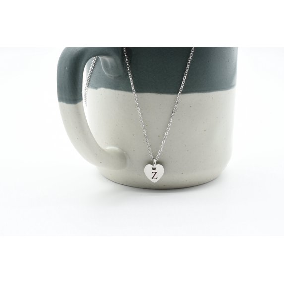 11mm Tiny Heart Intial Necklace By Pink Box