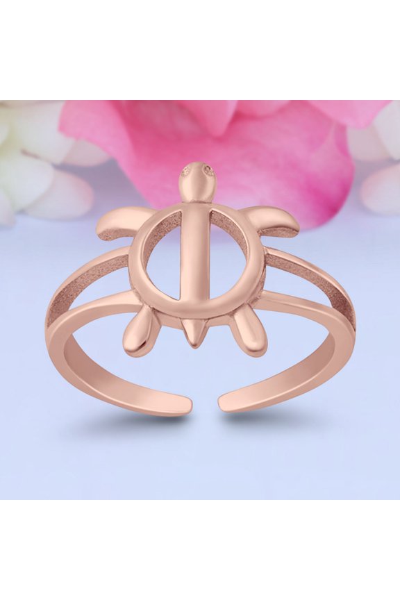 11mm - Turtle Toe Band Ring 925 Sterling Silver Thin Adjustable Stylish Rings for Women