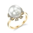 thumbnail image 1 of 11mm White South Sea Cultured Pearl & Diamond Miley Ring in 14K Gold, 1 of 7