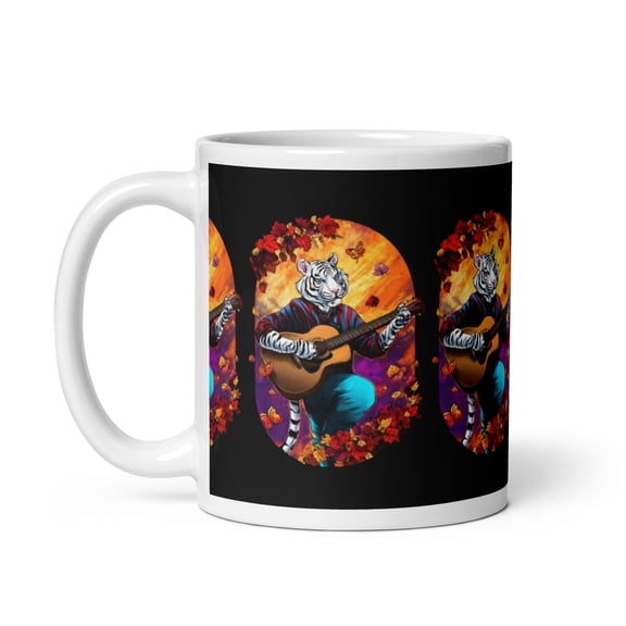 11oz Autumn White Tiger Ceramic Mug