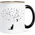 thumbnail image 1 of 11oz Black Inner Mug - Cat and Constellation Starry Night - Celestial Aesthetic Coffee Cup, and suitable for everyday use., 1 of 6