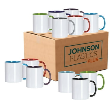 JPPlus 11oz Sublimation Mugs with Colored Handles & Interiors. Tazas para Sublimar, Bulk Mugs for Custom Designs & Branding. Bulk Sublimation Mugs (12, Black)