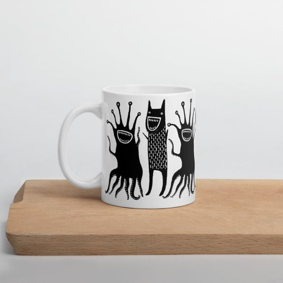 11oz COFFEE MUG Monster Folk Art Goblincore Housewarming Birthday Gifts Funny Creepy Cute Weird Quirky Whimsical Gothic Punk Emo Kitchen