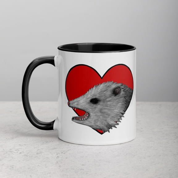 11oz COFFEE MUG 'Possum Love Screaming Opossum Goblincore Dark Academia Folk Art Goth Punk Birthday Marsupial Gifts Weird Funny Emo Gothic