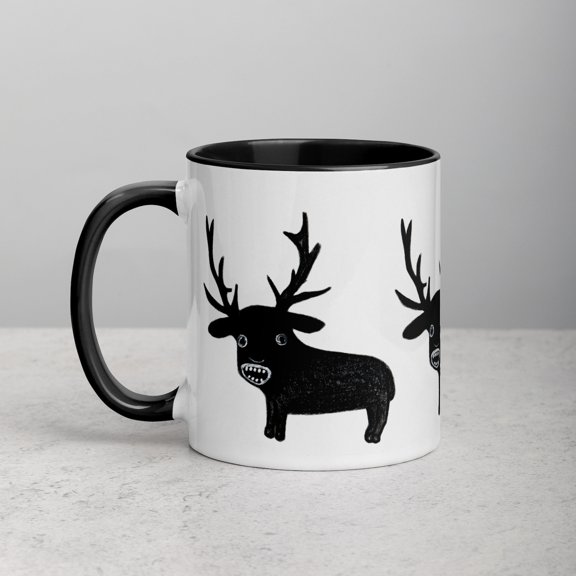 11oz COFFEE MUG Weird Deer Monster Folk Art Housewarming Goth Birthday Gifts Funny Creepy Cute Weird Stuff Quirky Tea Gothic Punk Zombie Emo