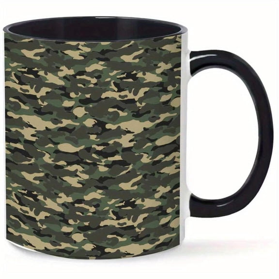 11oz Camo Ceramic Mug Tactical Style Outdoor Gear Themed Black Handle Ideal Camping Office Use Camping Mug Tactical Style Mug Ceramic Construction