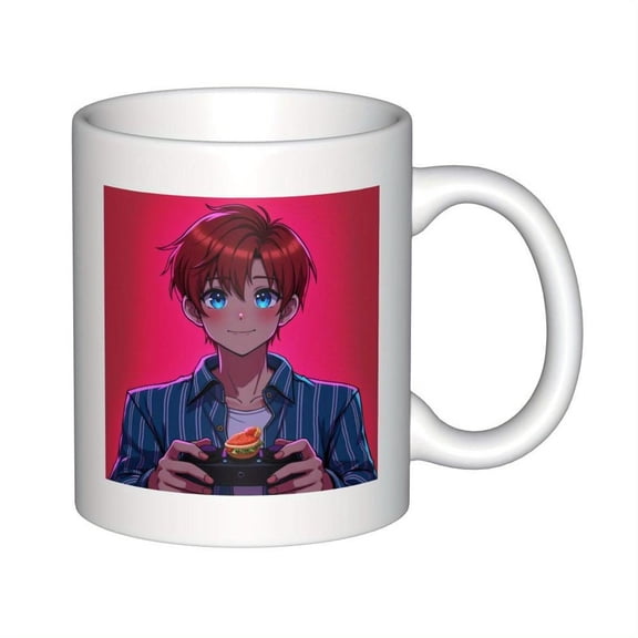 11oz Ceramic Coffee Mug with Anime Character Design Durable White Handle Ideal Gamers Hot Cold Drinks Great Birthday Holiday Christmas New Year Coffee
