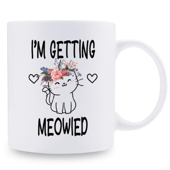 11oz Ceramic Coffee Mug I m Getting Meowied Humorous Design with Floral Crown Dishwasher Reusable Insulated Tea Cup Home Office Birthday Holiday