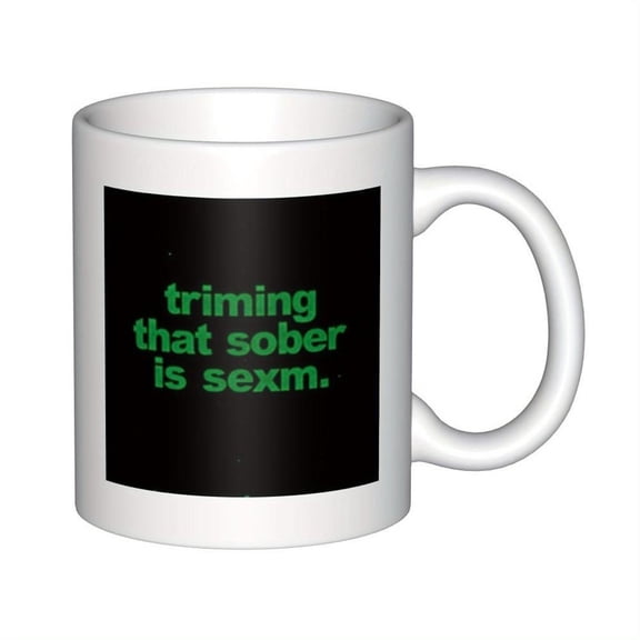 11oz Ceramic Coffee Mug with Trimming That S ber Is S m Text Funny Sobriety Humor Novelty Mug White with Green Text Durable Handle Hot Cold Drinks Bir