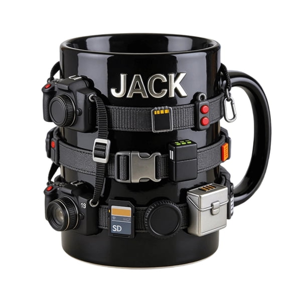 11oz Ceramic Coffee Mug for Photographers, Creative Photography Enthusiast Gift, Professional Camera Lens Themed Tea Cup for Home & Office(A)