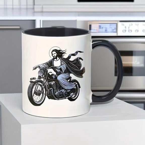 11oz Ceramic Faithful Rider Mug Inspirational Christian Reusable Coffee Cup with Vintage Motorcycle Design Christmas Thanksgiving Valentine S Day Father S Day