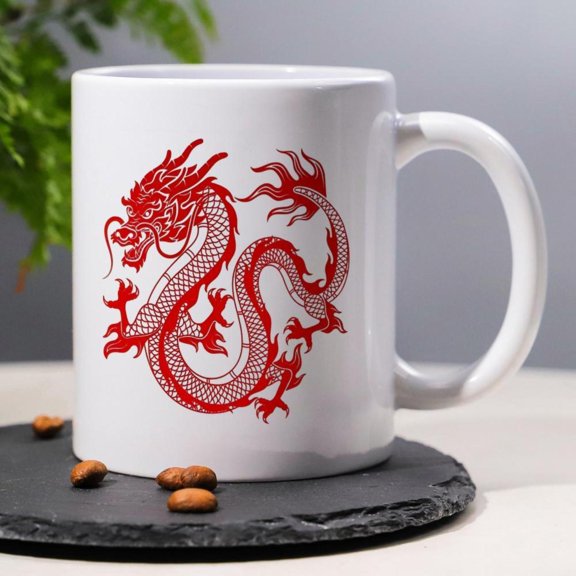 11oz Ceramic Mug with Chinese Paper Cutting Art Pattern Tea Cup Decorative Coffee Mug Ideal Birthday 2025 New Year Spring Festival Office Home Women Men Family Friend