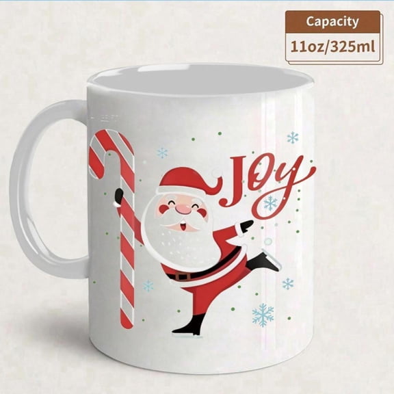 11oz Ceramic Mug with Jolly Santa Claus Figure Candy Cane Snowflake Design Multi Holiday Hot Chocolate Cup Christmas Halloween Easter Valentine s Reusable Hand Wash Only s Cup Cocoa Tea