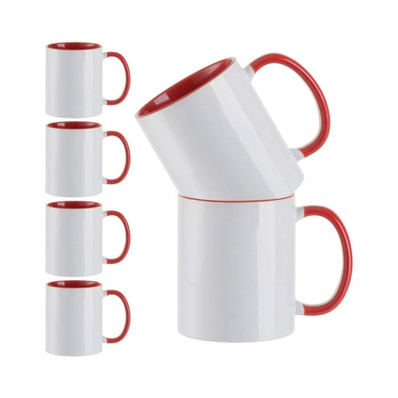 Craft Express Sublimation Printing Ceramic Mug - 11 oz, White and Orange, Pkg of 6