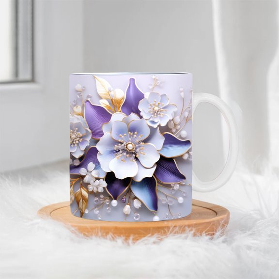 11oz Cherry Blossom Floral Porcelain Mug | Vibrant Spring Design