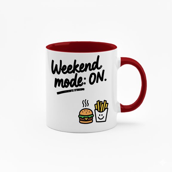 ‌ 11oz Colorful Interior 'Weekend Mode: ON' Cartoon Ceramic Mug