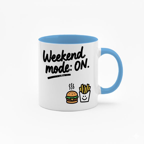  11oz Colorful Interior 'Weekend Mode: ON' Cartoon Ceramic Mug