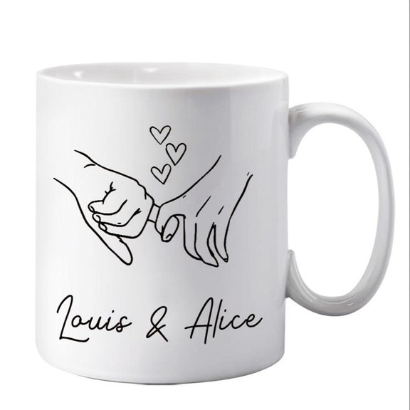 11oz Custom Ceramic Mug with Heart Design Louis Alice Personalized Valentine S Day Anniversary or Special Occasions Durable Dishwasher White with Blac