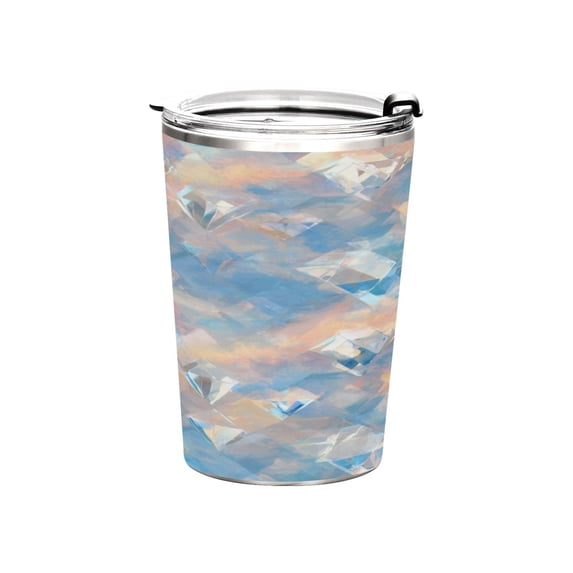 11oz Double-Wall Vacuum Insulated Stainless Steel Tumbler with Straws Sports Mugs BPA-Free Peach and Blue Rhombus