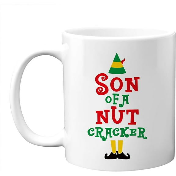 11oz Elf Drinking Cup Merch, Novelty Christmas Party Cups for Table Decorations, Xmas White Elephant Gifts for Women Men Coworkers - Son of A Nutcracker