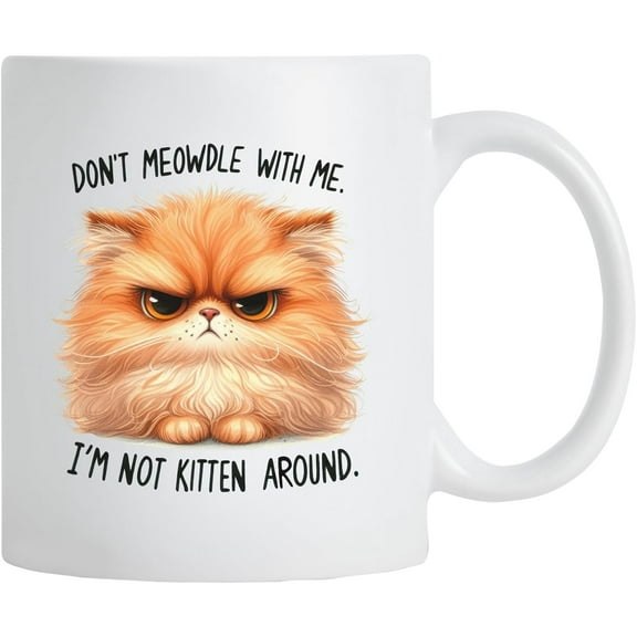 11oz Funny Sarcastic Quotes Coffee Mug – Hilarious Cup for Cat Lovers, Snarky Humor Tea Cup, Cat Mom Dad Gift Mug (I am not kitten around)