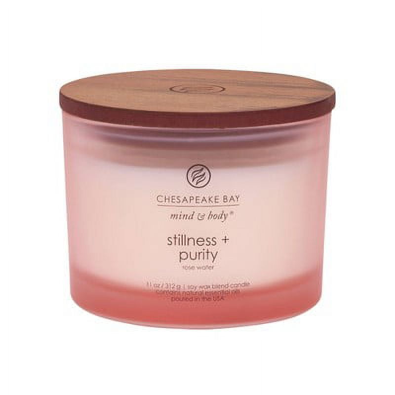 11oz Pink Glass Jar Soy Candle with Wooden Lid