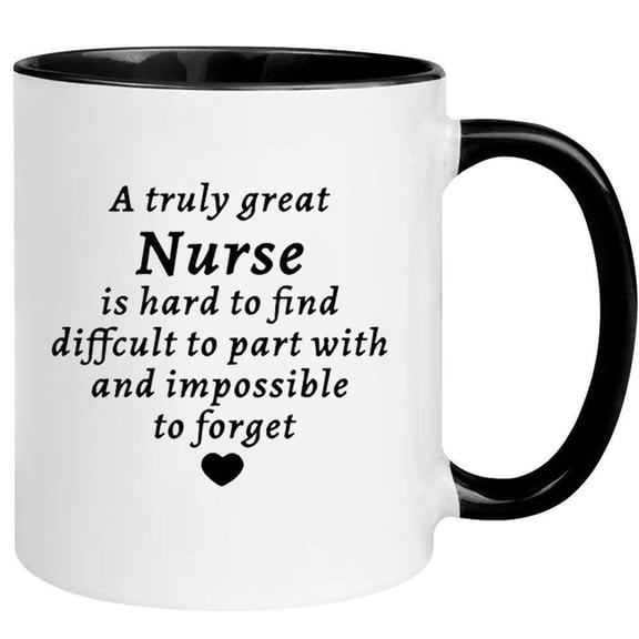 11oz Inspirational Nurse Ceramic Mug A Truly Great Nurse Quote with Heart Symbol Black White Hand Wash Only Insulated Reusable Ideal Nursing Graduatio