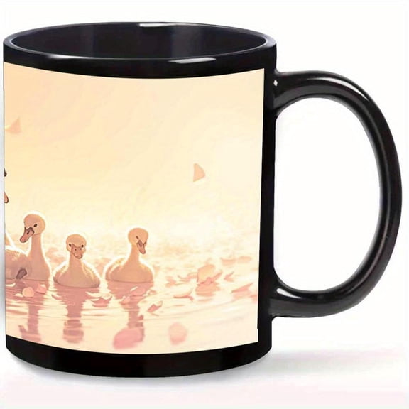 11oz Mug with Charming Swan Cygnets Design Leak Proof Hot Cold Retention Lake Scene Holiday Christmas or Everyday Use