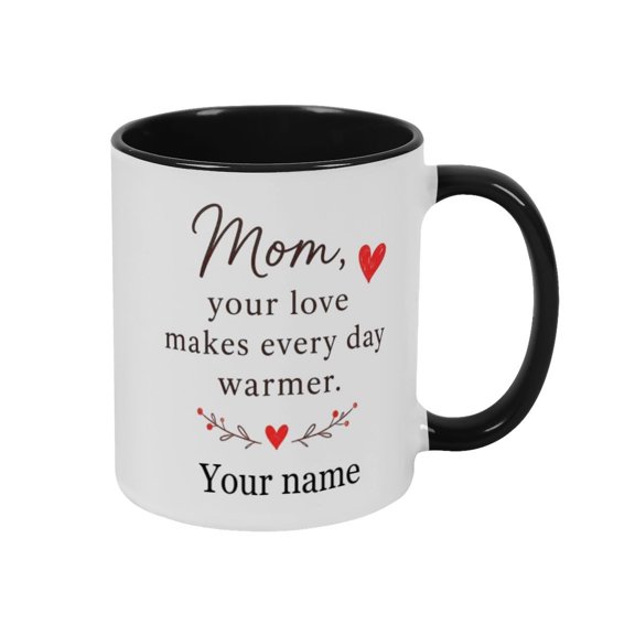 11oz Personalized Mug, Funny Mom Gift with Custom Name, White Exterior and Black Interior