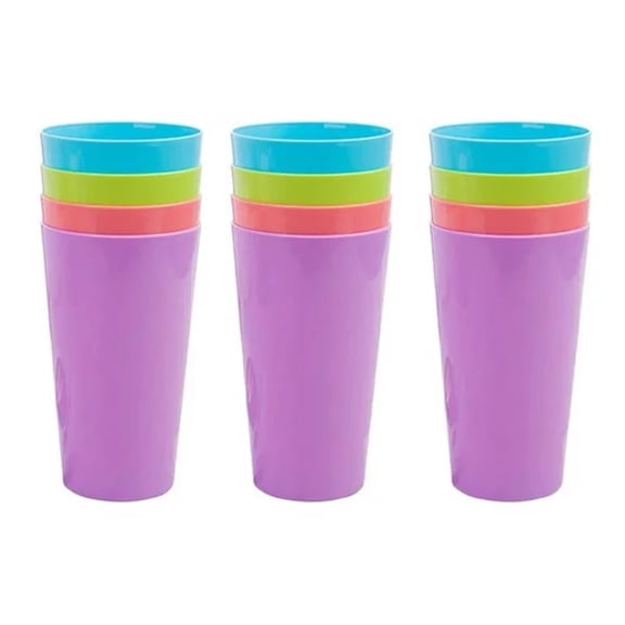 11oz Plastic Tumbler Cups Reusable Unbreakable Drinking Cups, Microwave and Dishwasher Safe Cup for Smoothies,Water Drinking Plastic Cups for Adult,12 Pcs,Colorful, by Tutuviw