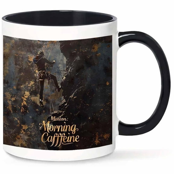 11oz Rock Climber Coffee Mug Ceramic with Unique Coffee Bean Cliff Design Office Camping Gifts Ideal Coffee Lovers Adventure Enthusiasts