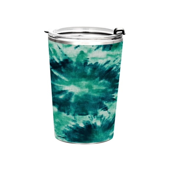 11oz Stainless Steel Tumbler with Straw, Double Wall Insulated Travel Tumbler Dark Teal Tie-dye Pattern
