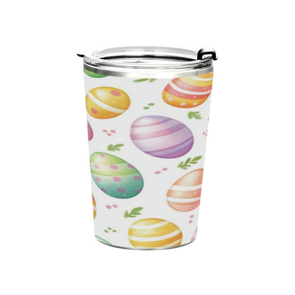 11oz Stainless Steel Tumbler with Straw, Double Wall Insulated Travel Tumbler Easter Eggs Pattern